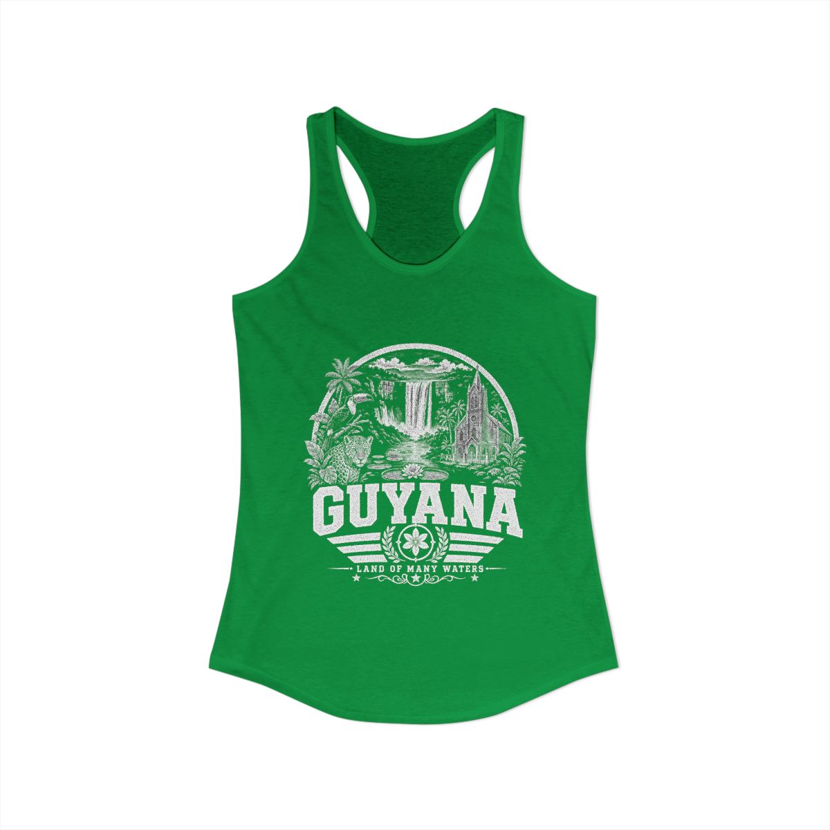 Guyana Women's Tank Top — Solid Kelly Green (front)