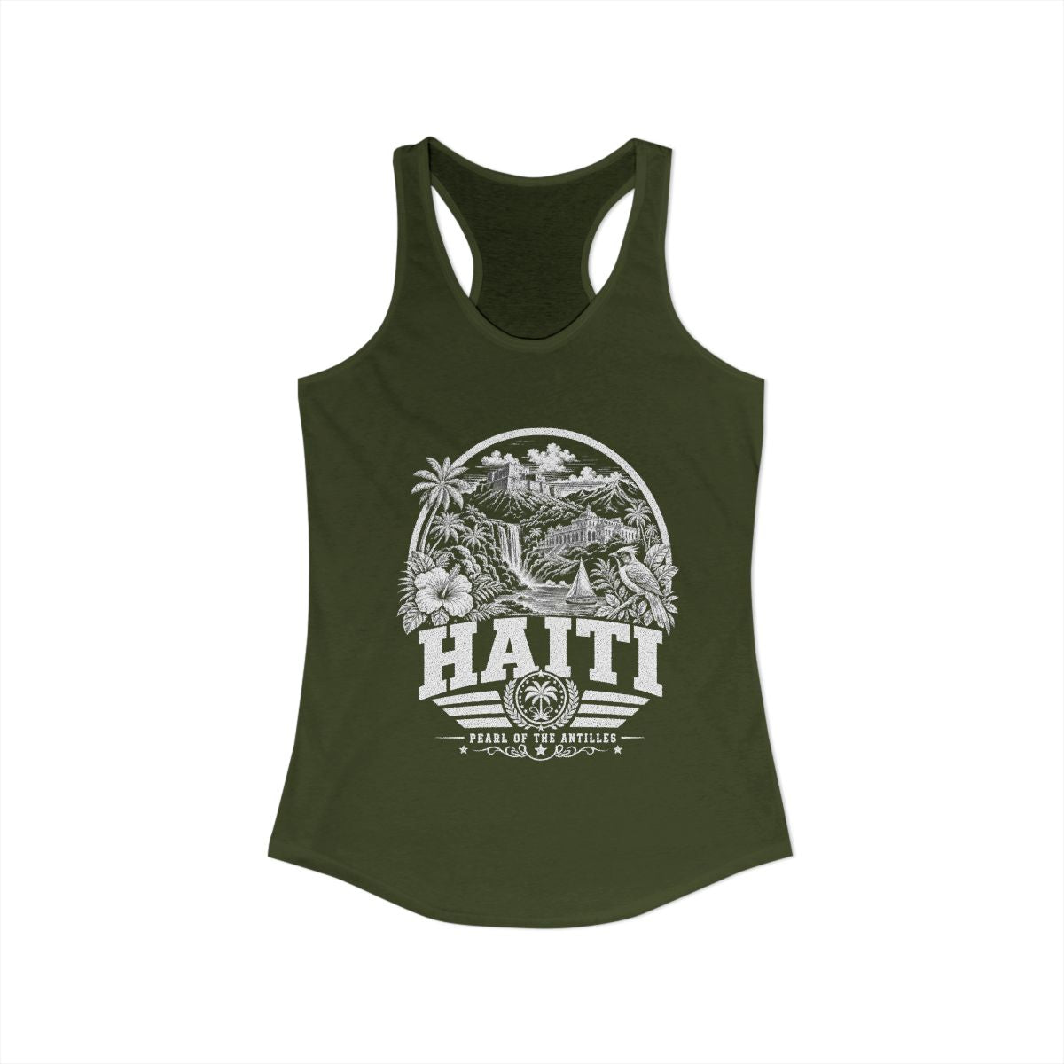 Haiti Women's Tank Top — Solid Military Green (front)