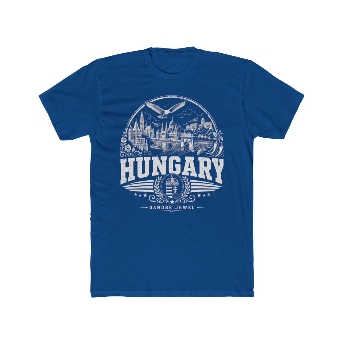 Hungary Men's Tee — Solid Cool Blue
