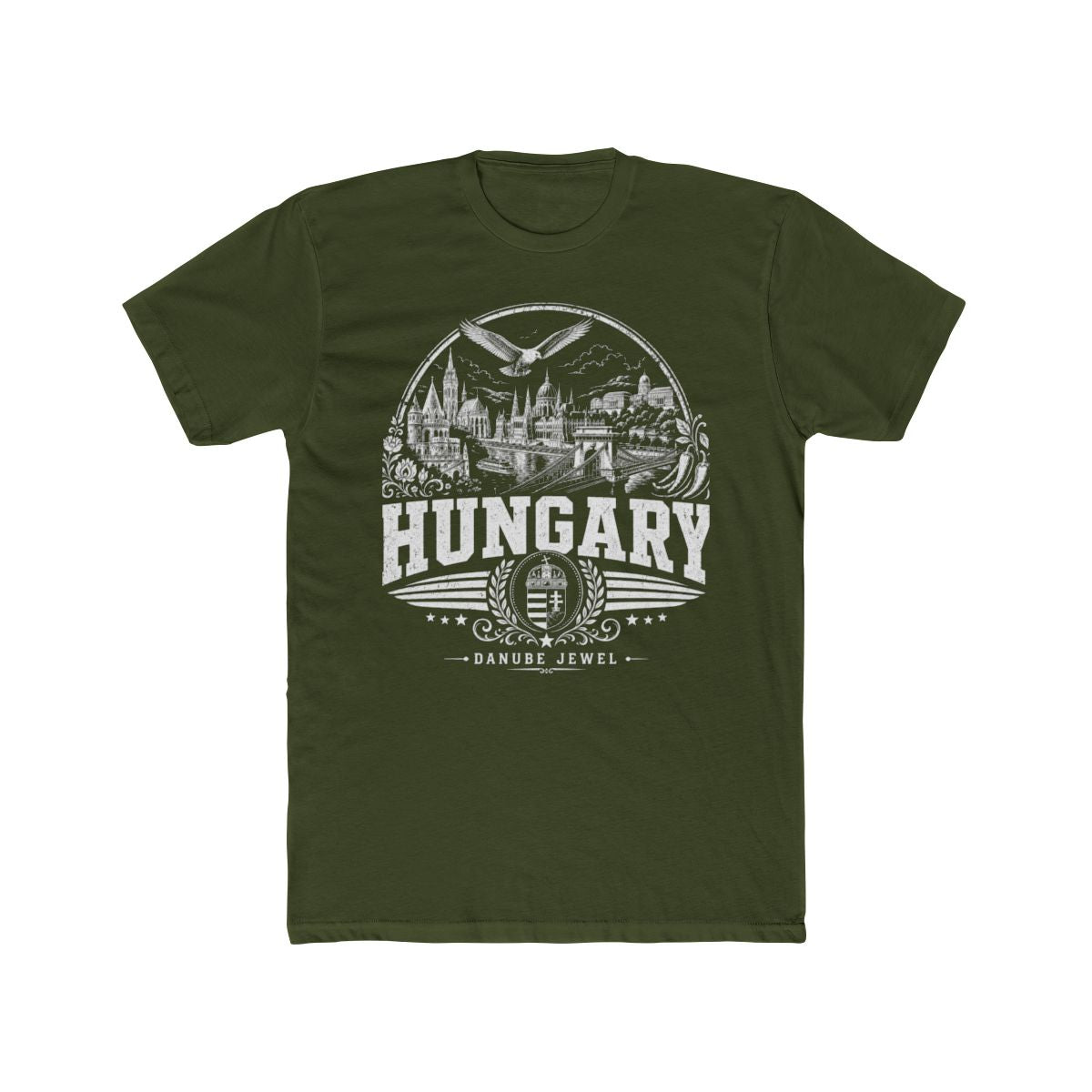 Hungary Men's Tee — Solid Military Green