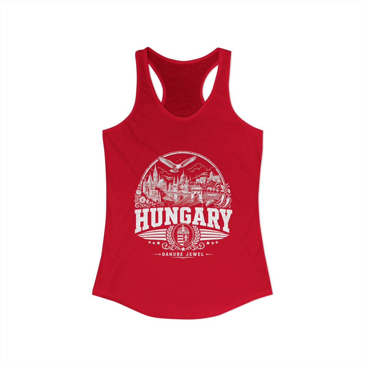 Hungary Women's Tank Top — Solid Red (front)
