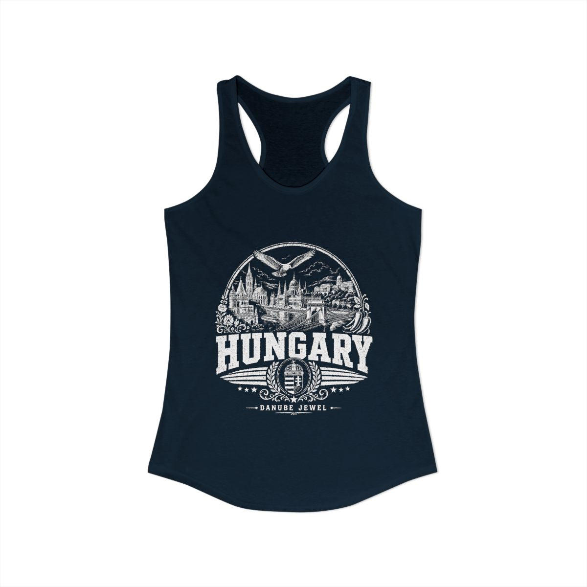 Hungary Women's Tank Top — Solid Midnight Navy (front)