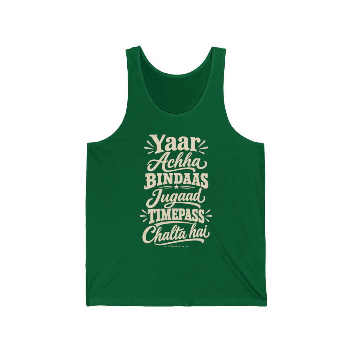 India local slang men's tank top — typographic sayings design | Nameshi Destinations (view 7)