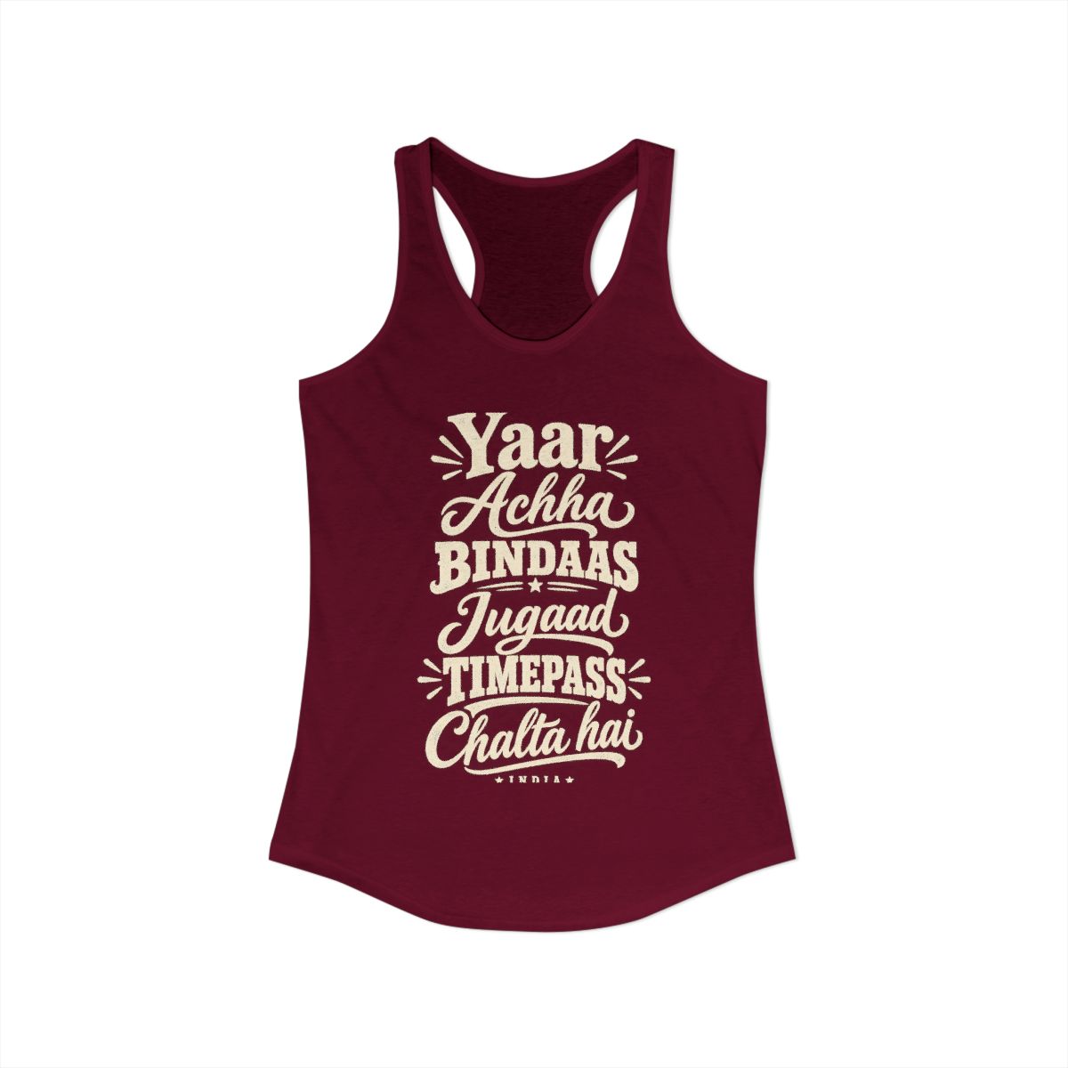 India local slang women's tank top — typographic sayings design | Nameshi Destinations (view 27)