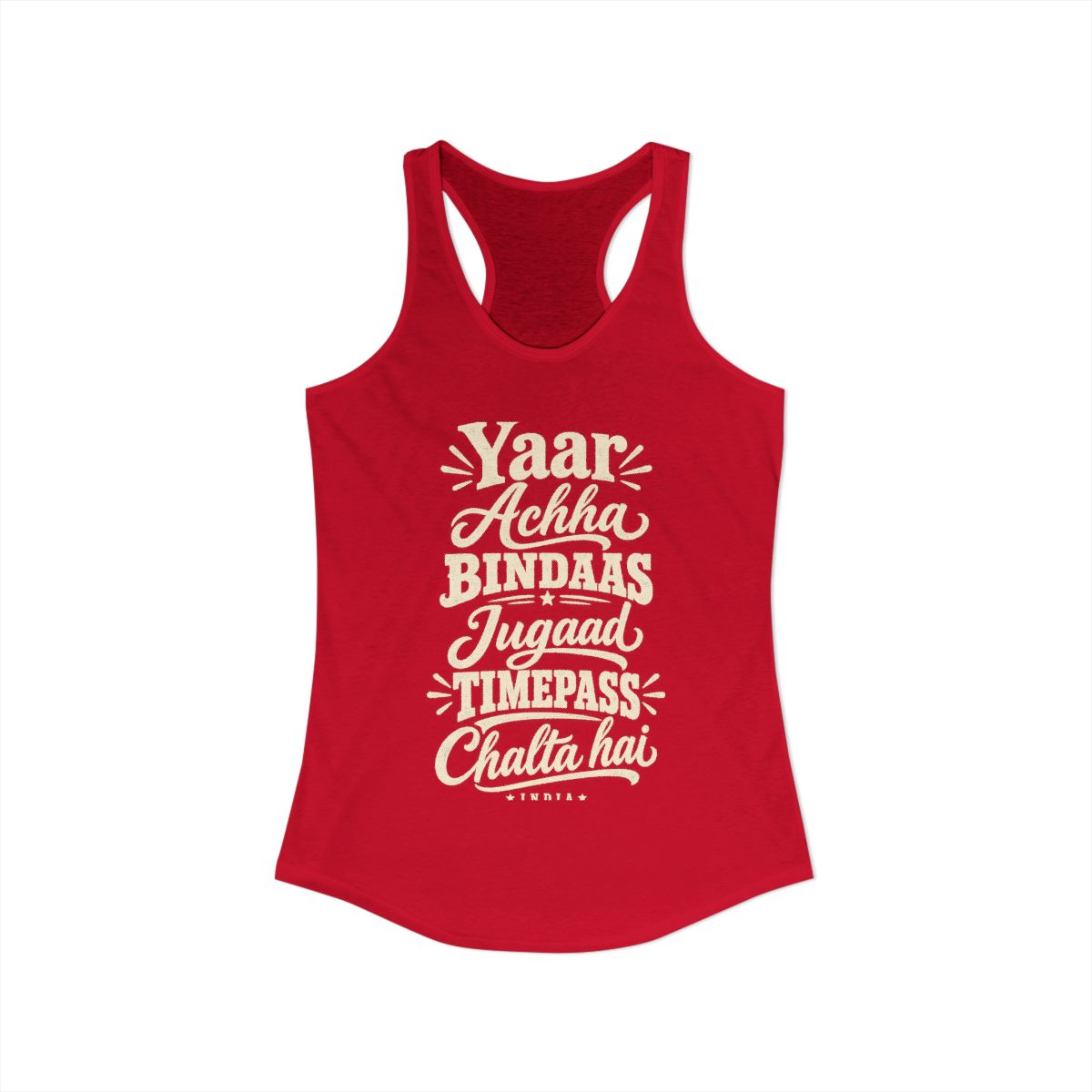 India local slang women's tank top — typographic sayings design | Nameshi Destinations (view 17)