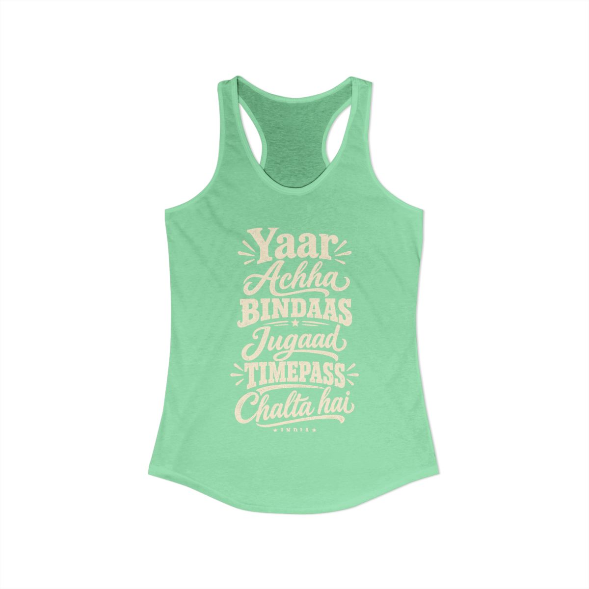 India local slang women's tank top — typographic sayings design | Nameshi Destinations (view 13)