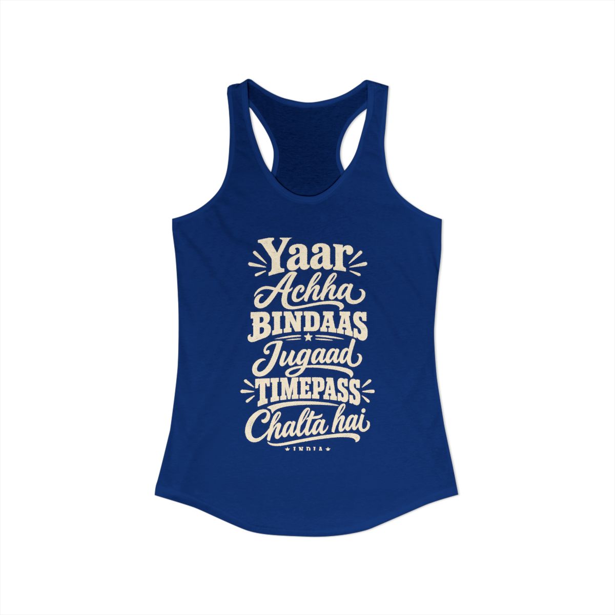 India local slang women's tank top — typographic sayings design | Nameshi Destinations (view 19)