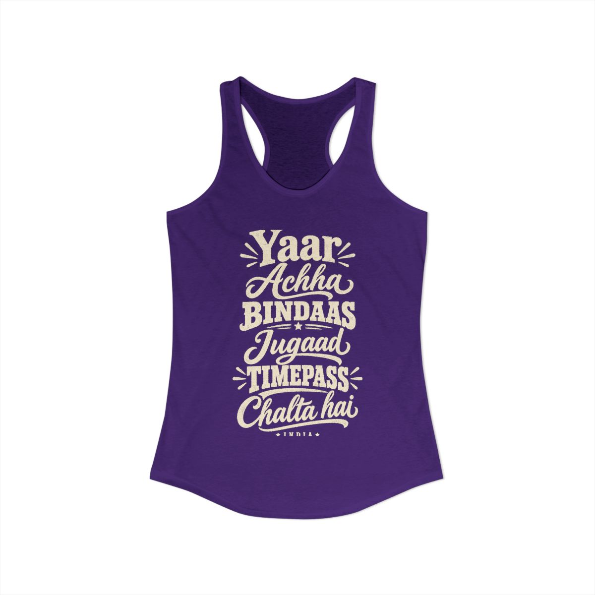 India local slang women's tank top — typographic sayings design | Nameshi Destinations (view 15)