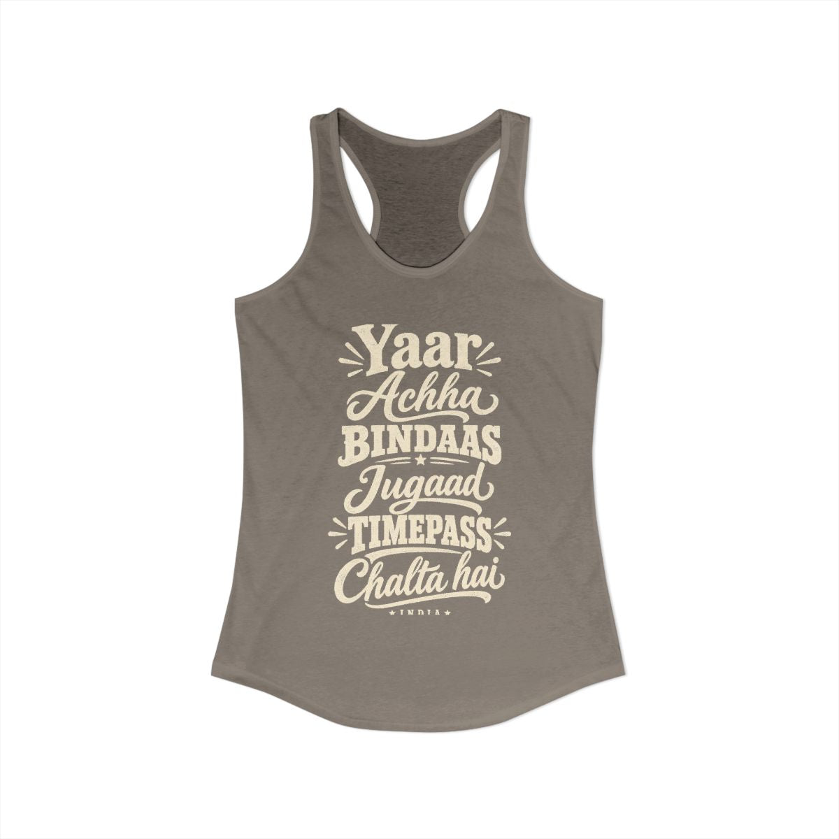 India local slang women's tank top — typographic sayings design | Nameshi Destinations (view 23)