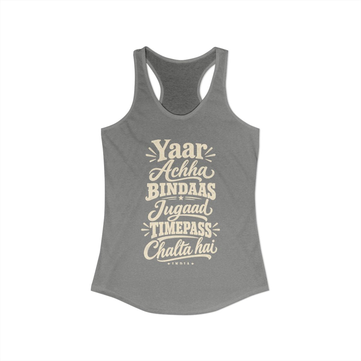 India local slang women's tank top — typographic sayings design | Nameshi Destinations (view 25)