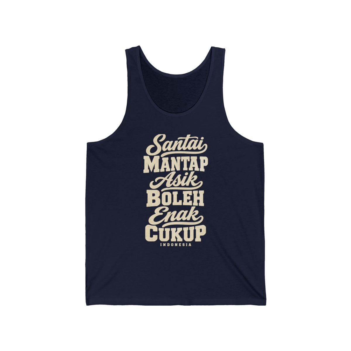 Indonesia local slang men's tank top — typographic sayings design | Nameshi Destinations (view 15)