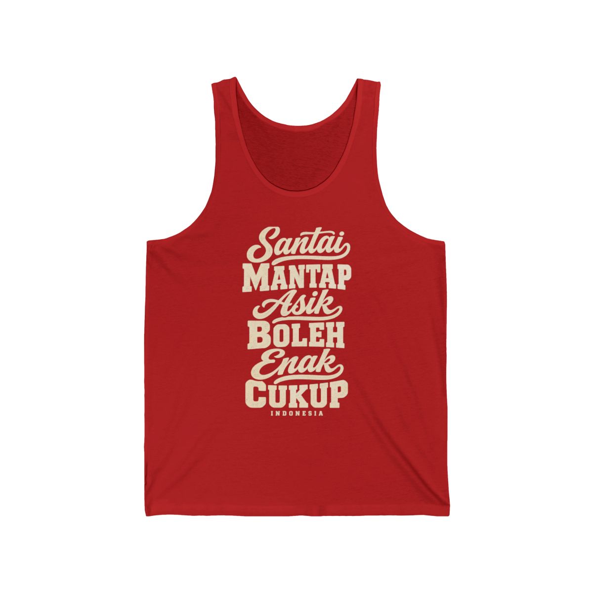 Indonesia local slang men's tank top — typographic sayings design | Nameshi Destinations (view 11)