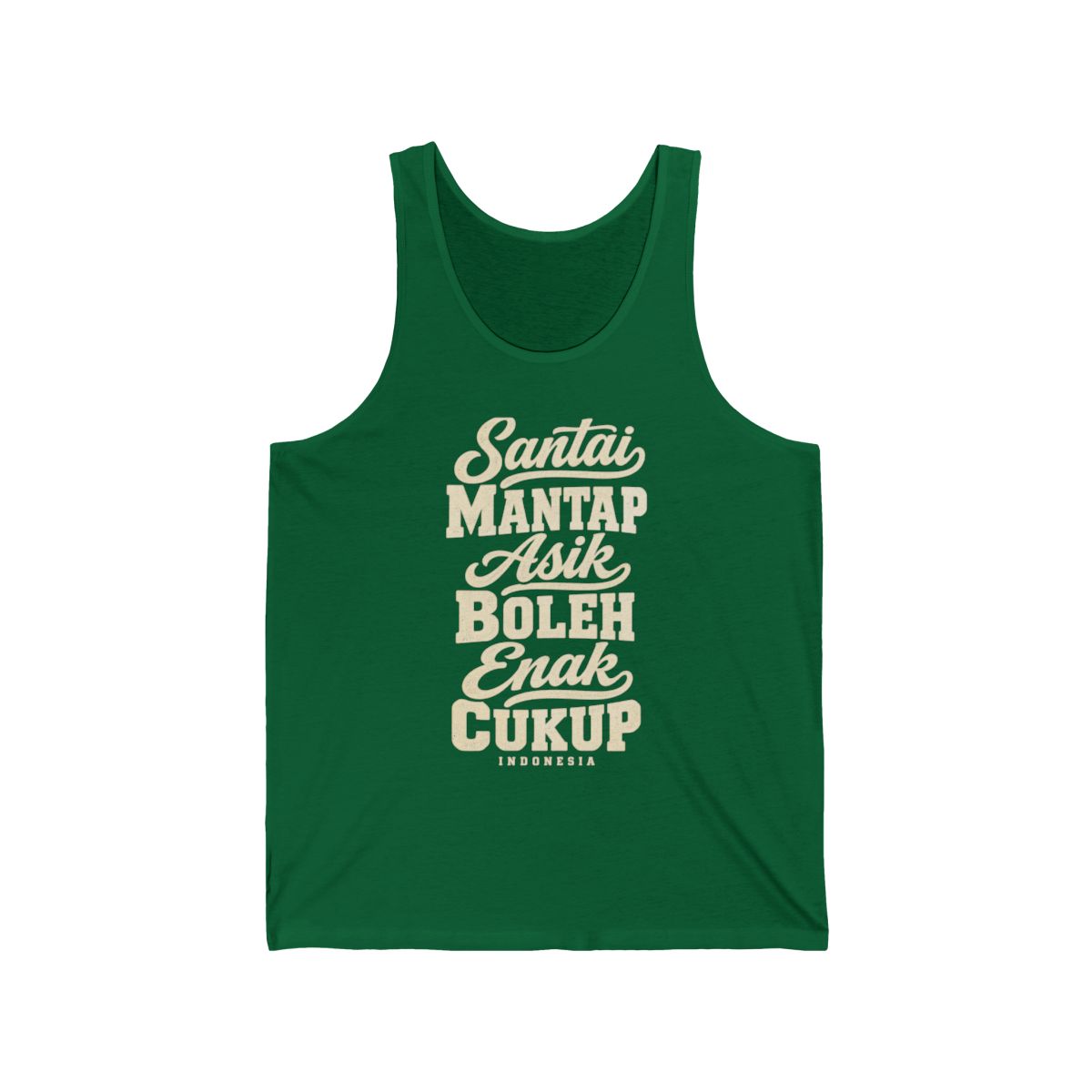Indonesia local slang men's tank top — typographic sayings design | Nameshi Destinations (view 7)