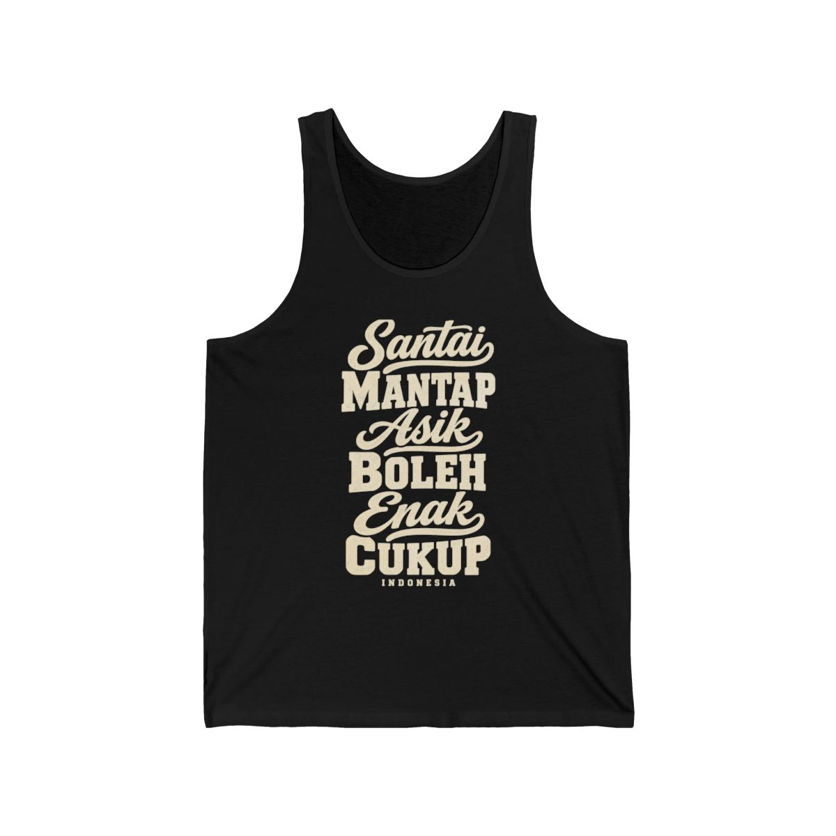 Indonesia local slang men's tank top — typographic sayings design | Nameshi Destinations (view 3)