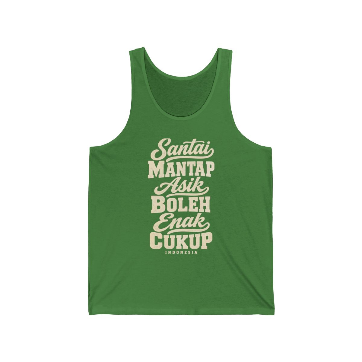 Indonesia local slang men's tank top — typographic sayings design | Nameshi Destinations (view 9)