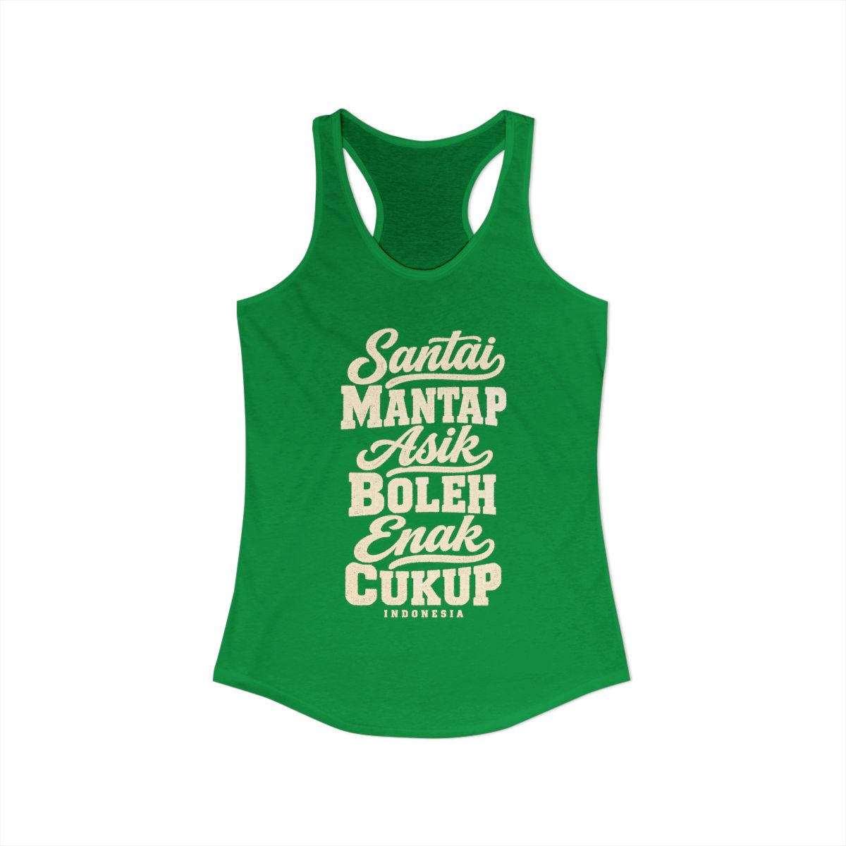 Indonesia local slang women's tank top — typographic sayings design | Nameshi Destinations (view 7)