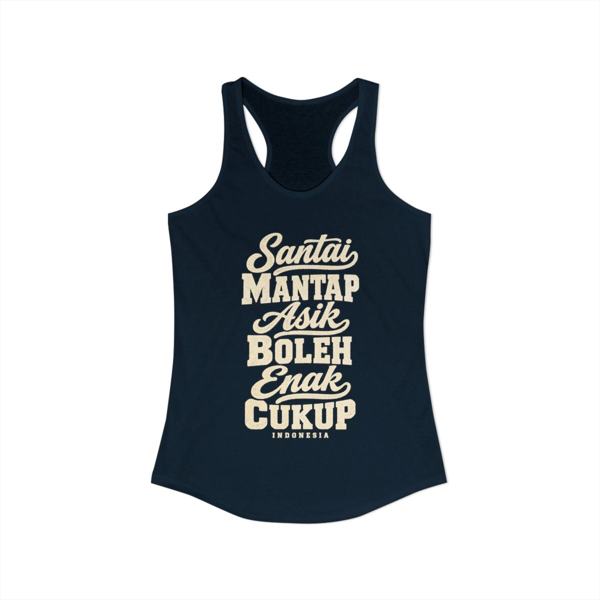 Indonesia local slang women's tank top — typographic sayings design | Nameshi Destinations (view 9)
