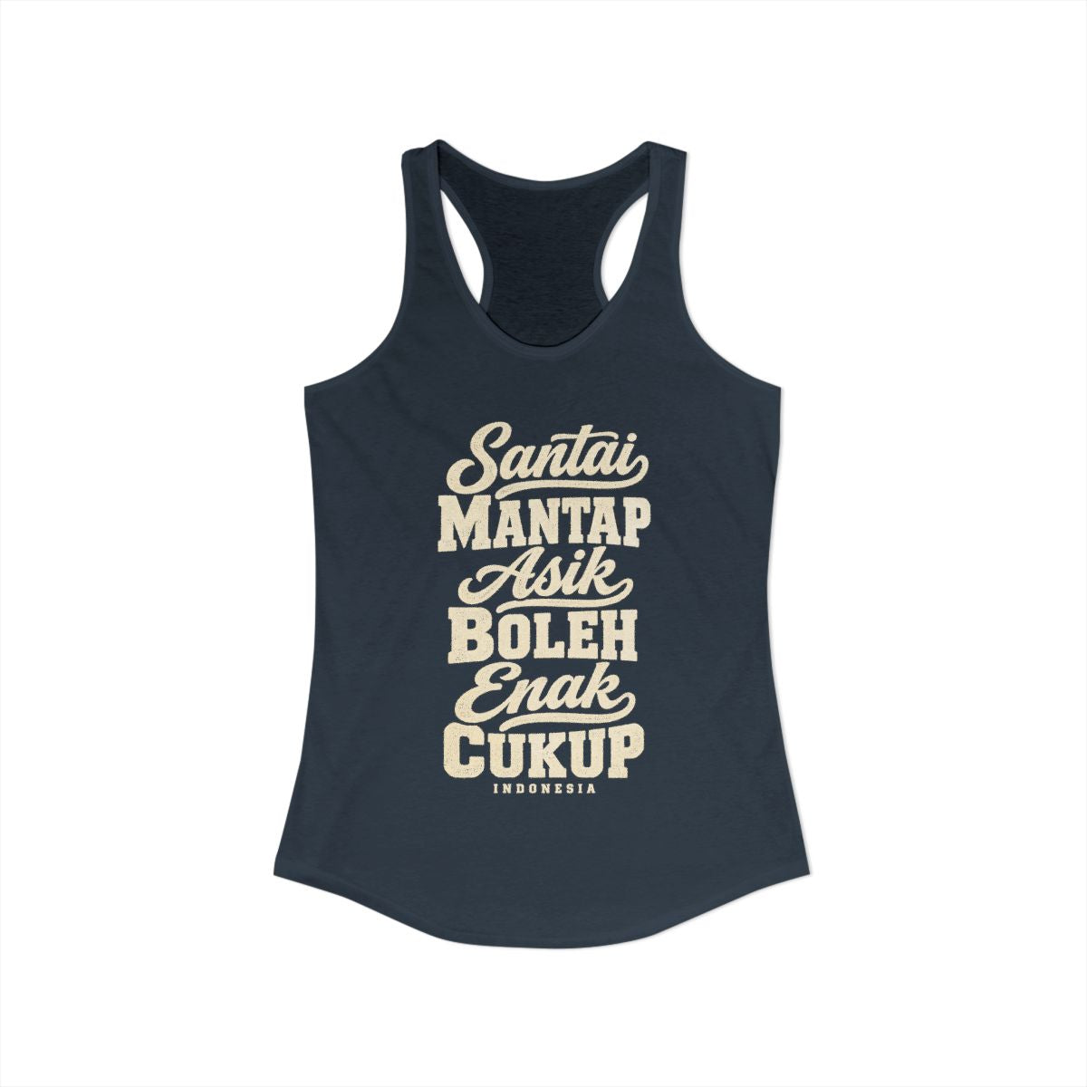 Indonesia local slang women's tank top — typographic sayings design | Nameshi Destinations (view 5)