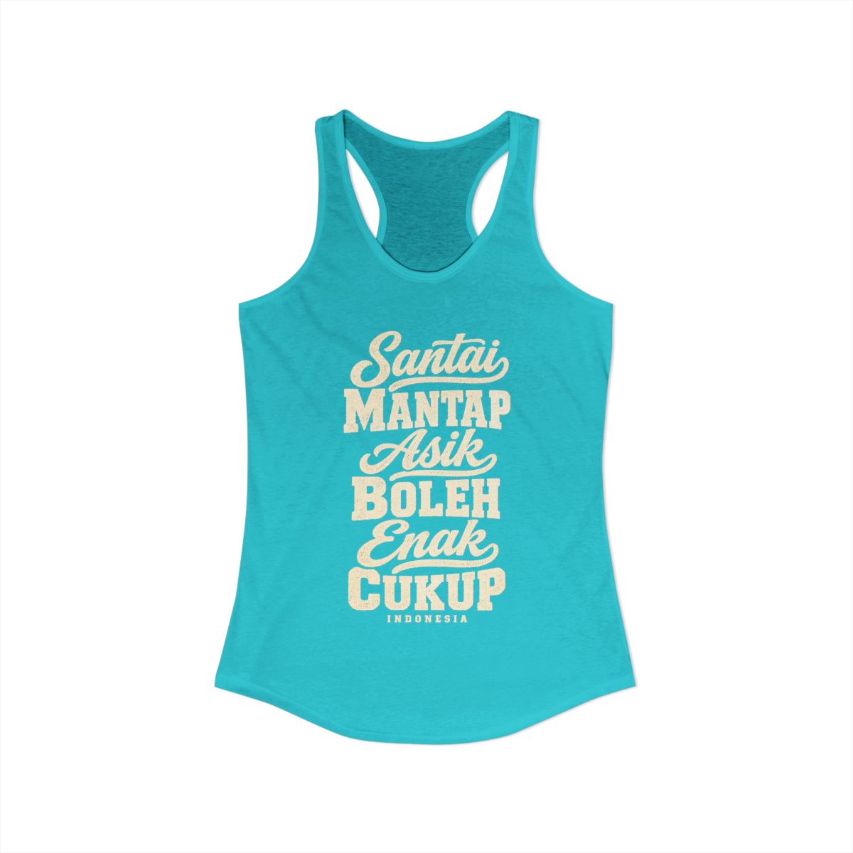 Indonesia local slang women's tank top — typographic sayings design | Nameshi Destinations (view 21)