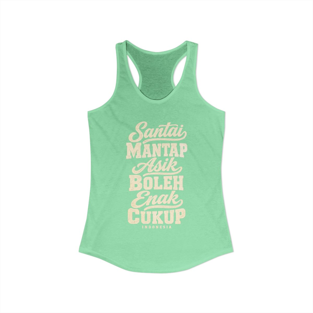Indonesia local slang women's tank top — typographic sayings design | Nameshi Destinations (view 13)