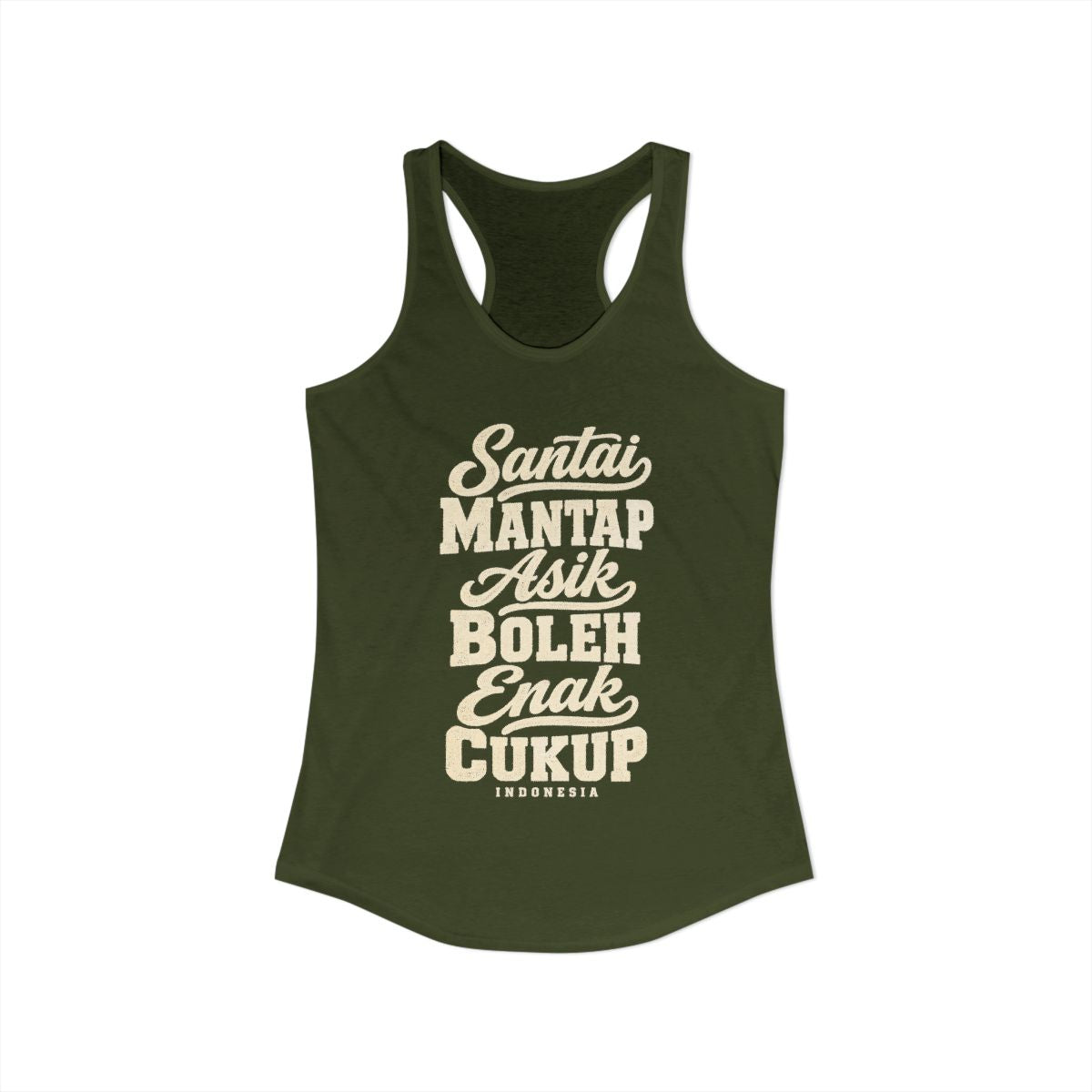 Indonesia local slang women's tank top — typographic sayings design | Nameshi Destinations (view 11)