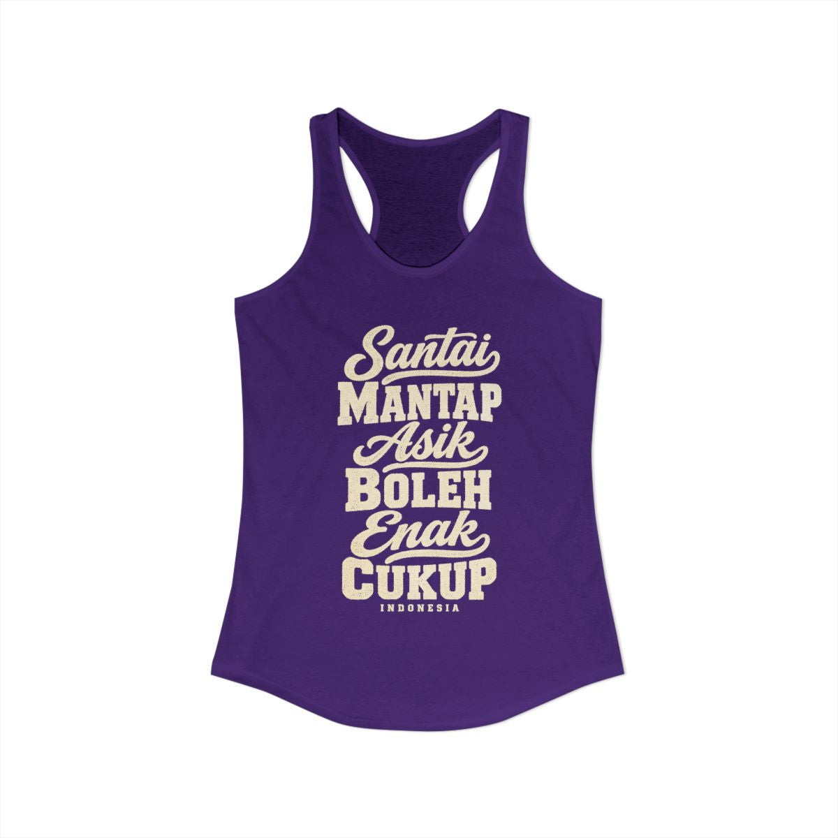 Indonesia local slang women's tank top — typographic sayings design | Nameshi Destinations (view 15)