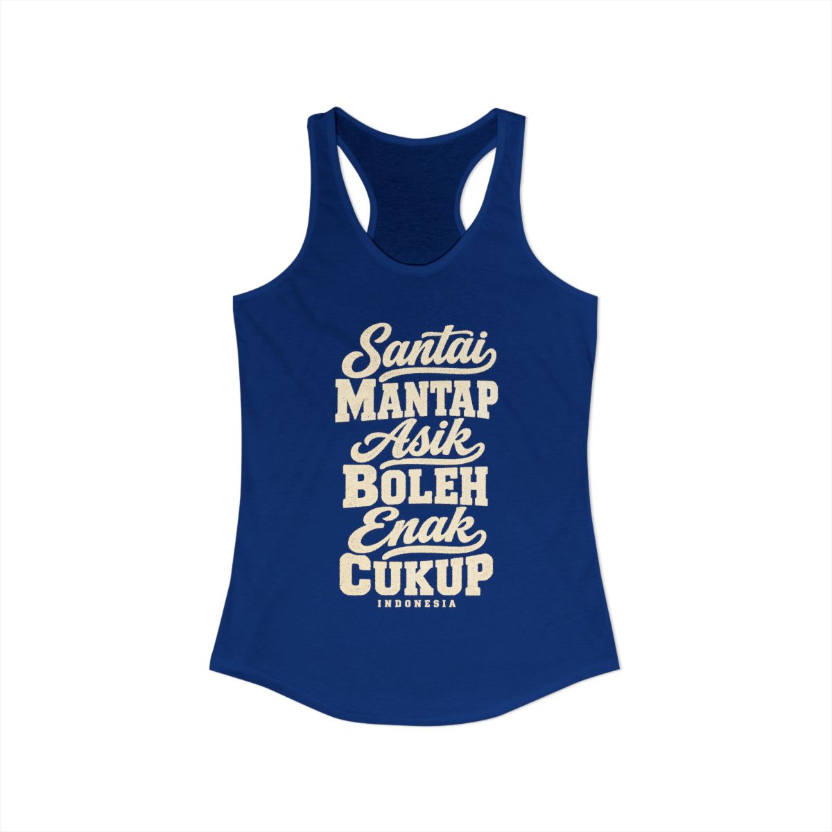 Indonesia local slang women's tank top — typographic sayings design | Nameshi Destinations (view 19)
