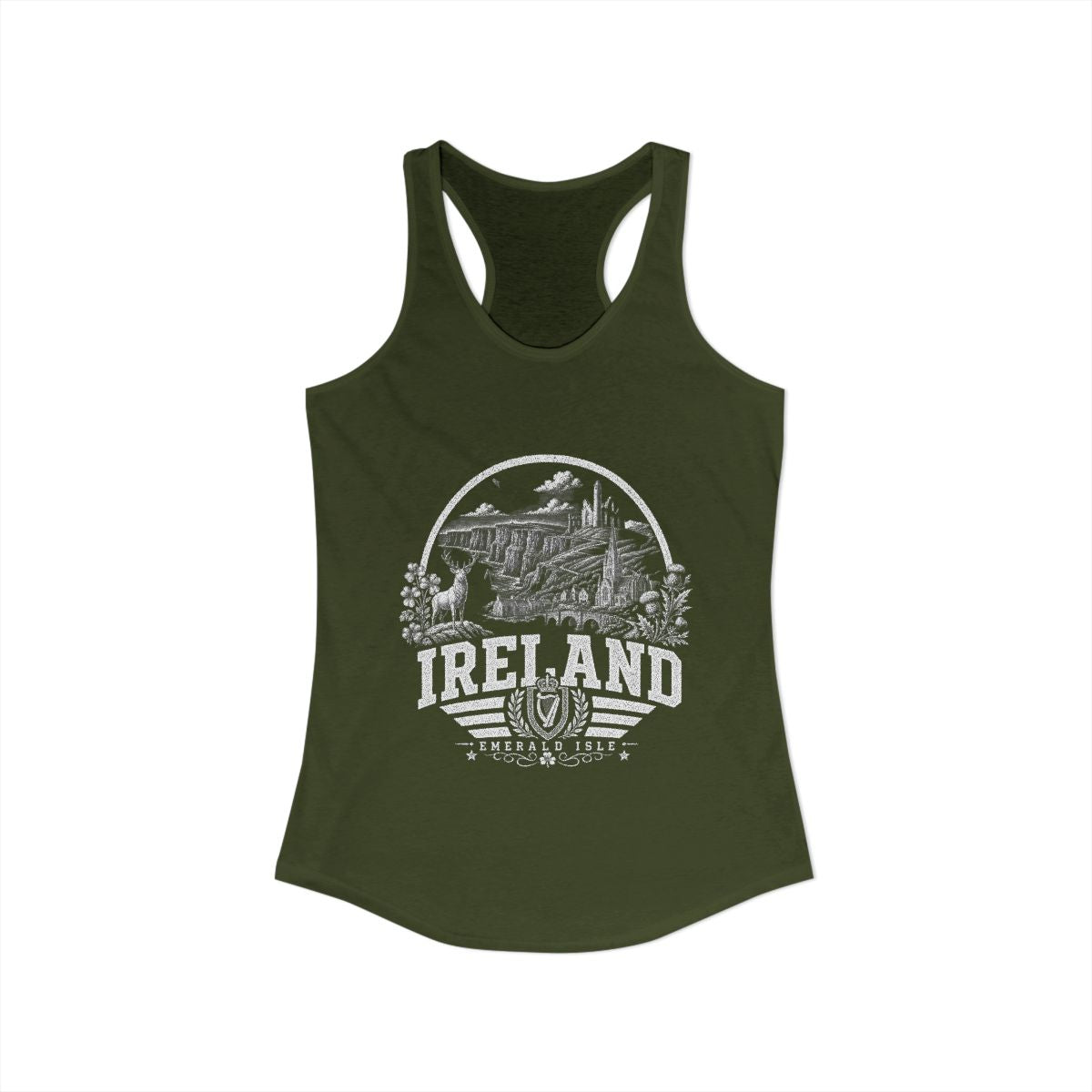Ireland Women's Tank Top — Solid Military Green (front)