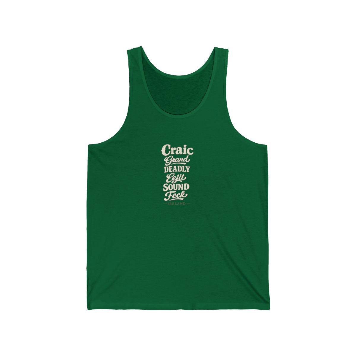 Ireland local slang men's tank top — typographic sayings design | Nameshi Destinations (view 7)