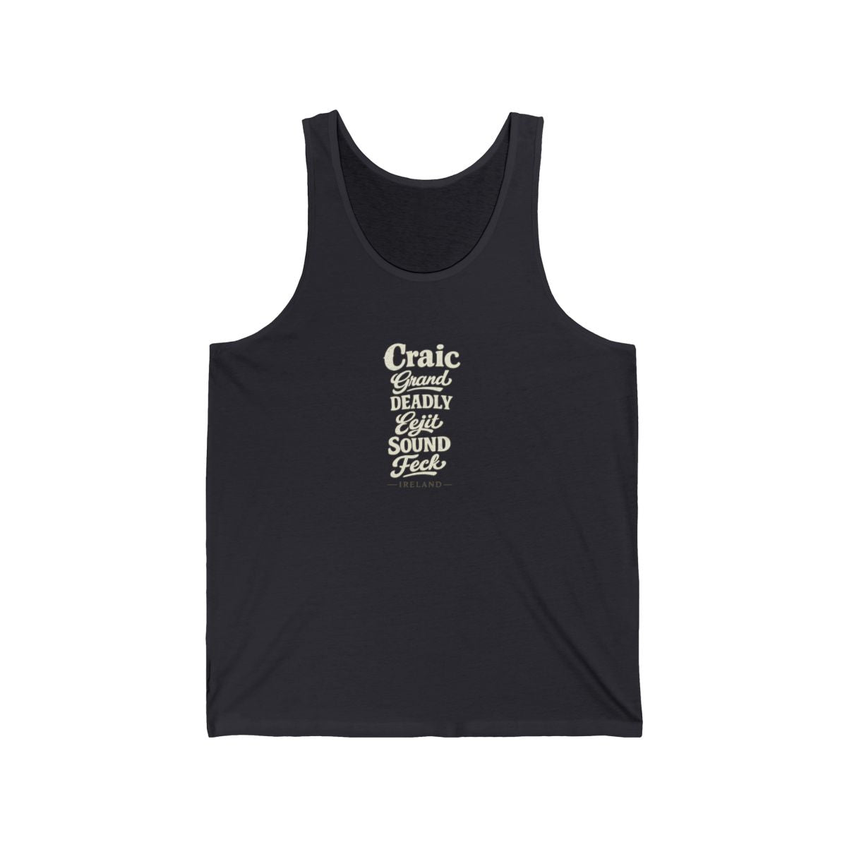 Ireland local slang men's tank top — typographic sayings design | Nameshi Destinations (view 5)