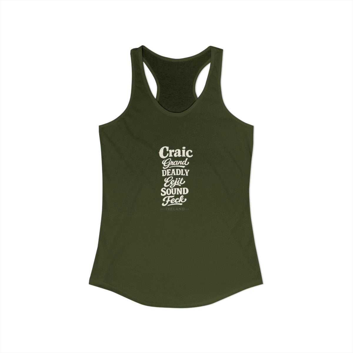 Ireland local slang women's tank top — typographic sayings design | Nameshi Destinations (view 11)