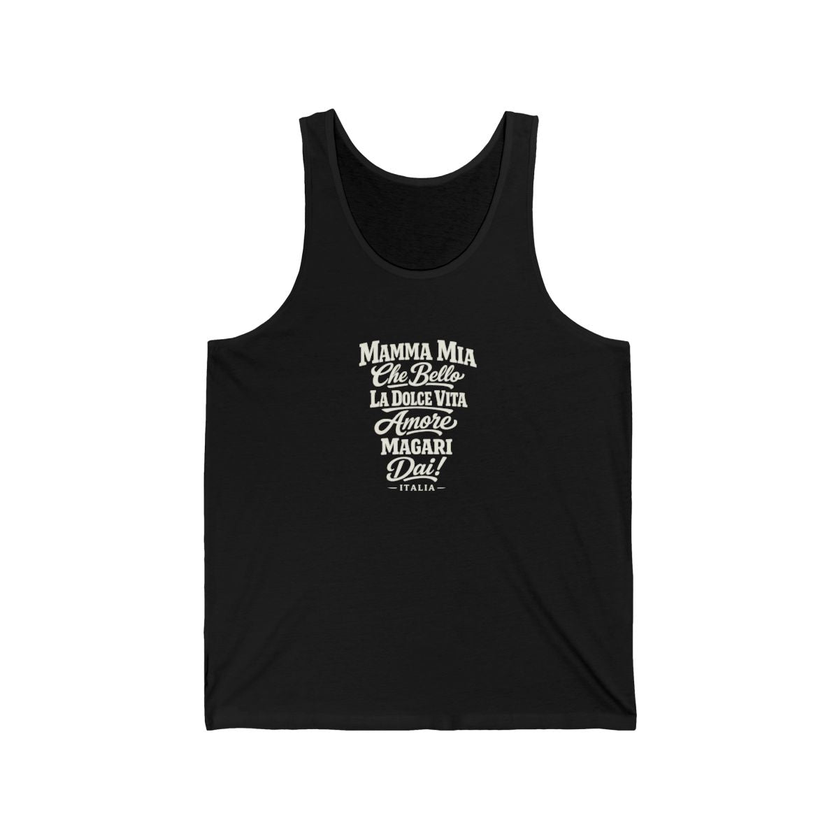 Italy local slang men's tank top — typographic sayings design | Nameshi Destinations (view 3)