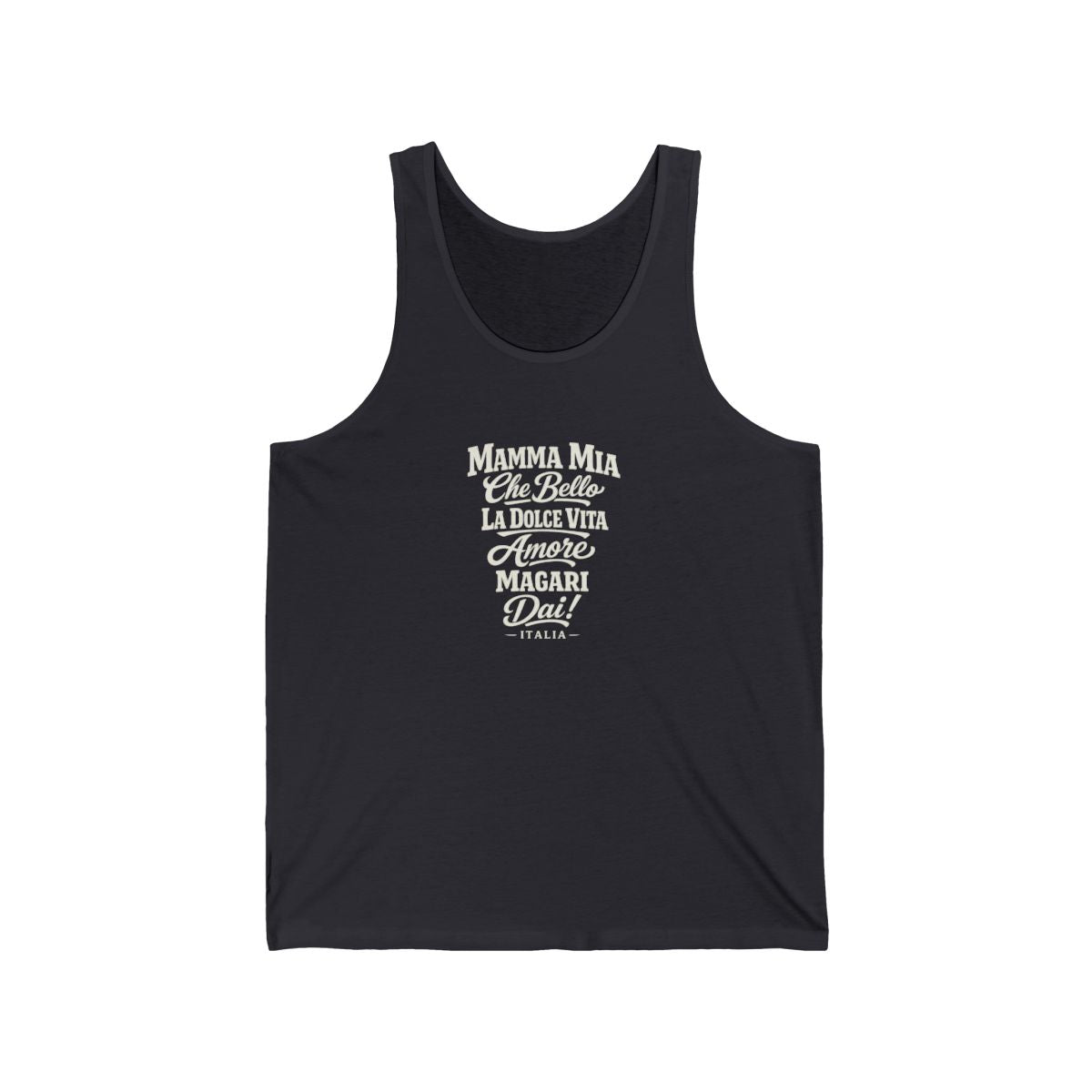 Italy local slang men's tank top — typographic sayings design | Nameshi Destinations (view 5)