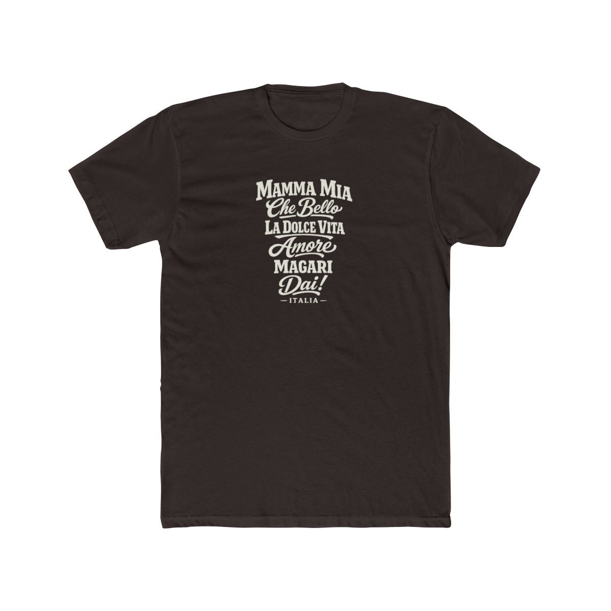 Italy local slang men's tee — typographic sayings design | Nameshi Destinations (view 1)