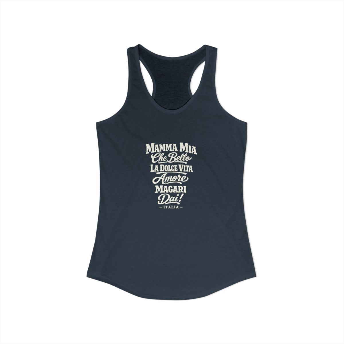 Italy local slang women's tank top — typographic sayings design | Nameshi Destinations (view 5)