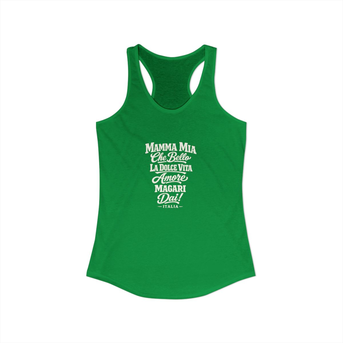 Italy local slang women's tank top — typographic sayings design | Nameshi Destinations (view 7)