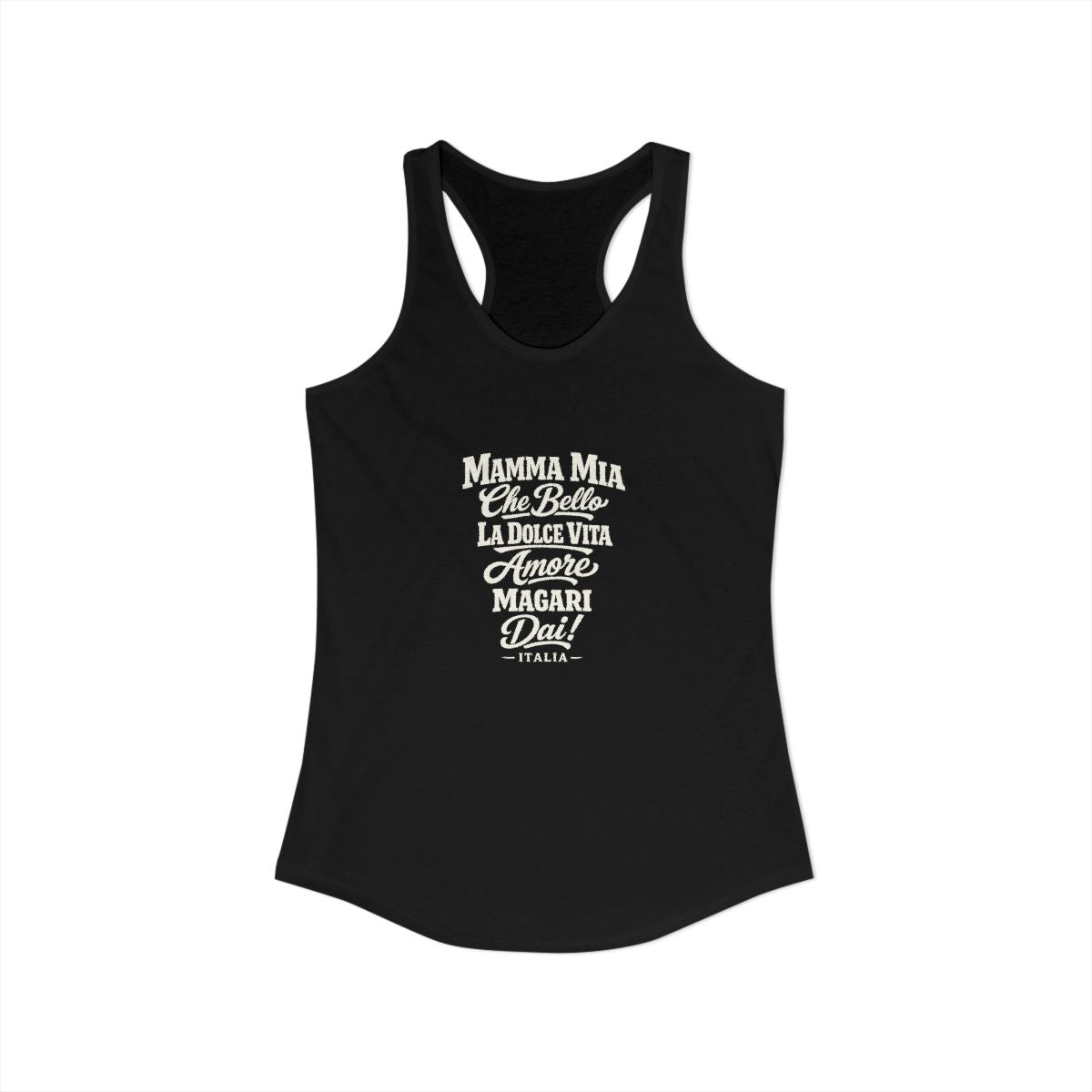 Italy local slang women's tank top — typographic sayings design | Nameshi Destinations (view 1)