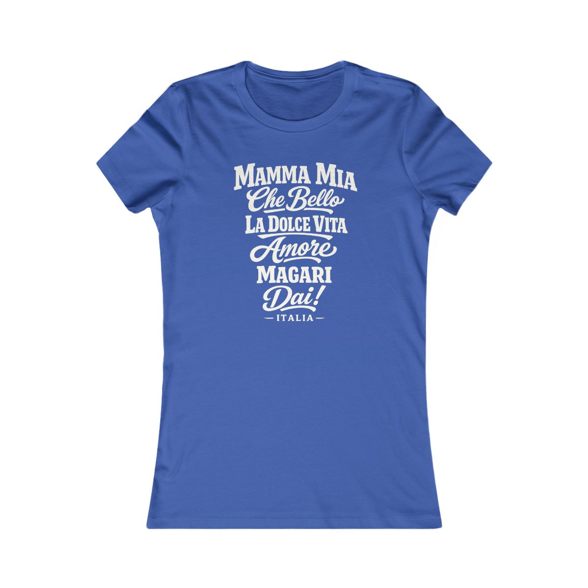 Italy local slang women's tee — typographic sayings design | Nameshi Destinations (view 3)