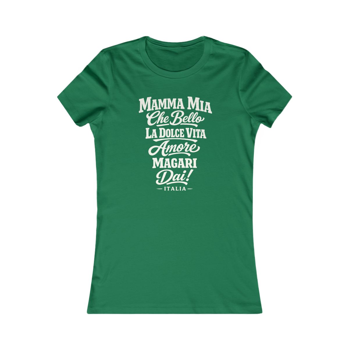 Italy local slang women's tee — typographic sayings design | Nameshi Destinations (view 2)