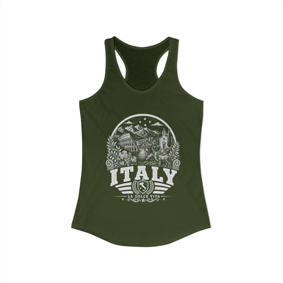 Italy Women's Tank Top — Solid Military Green (front)