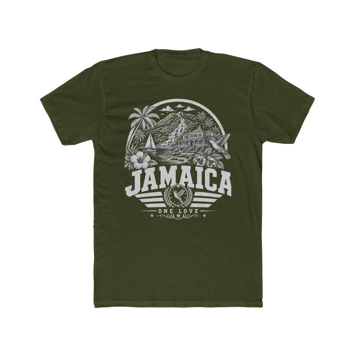 Jamaica Men's Tee — Solid Military Green