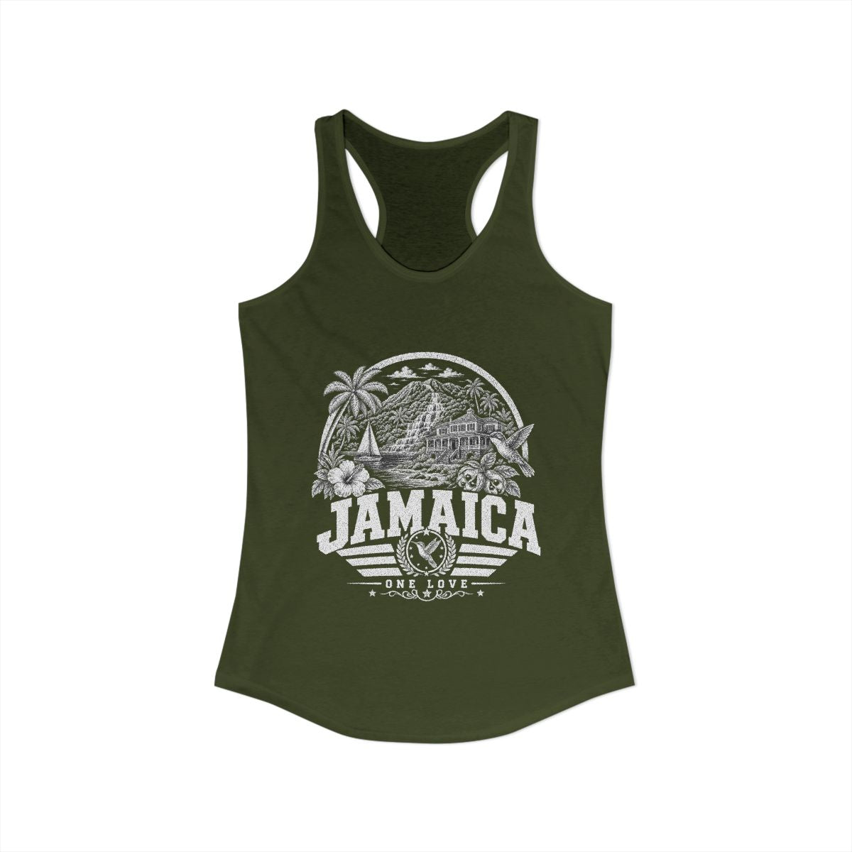 Jamaica Women's Tank Top — Solid Military Green (front)