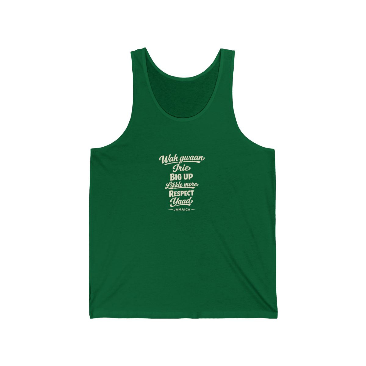 Jamaica local slang men's tank top — typographic sayings design | Nameshi Destinations (view 7)