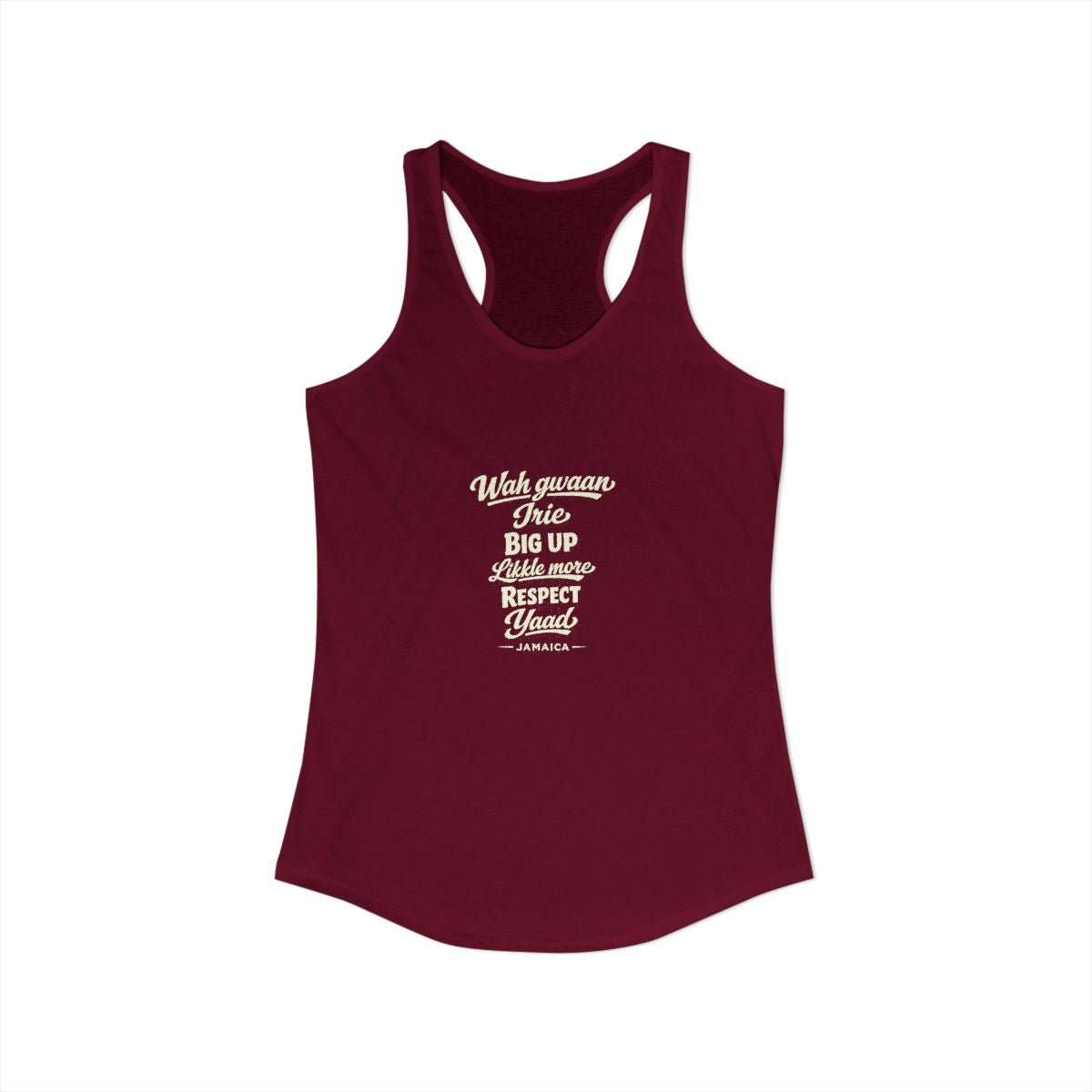 Jamaica local slang women's tank top — typographic sayings design | Nameshi Destinations (view 27)