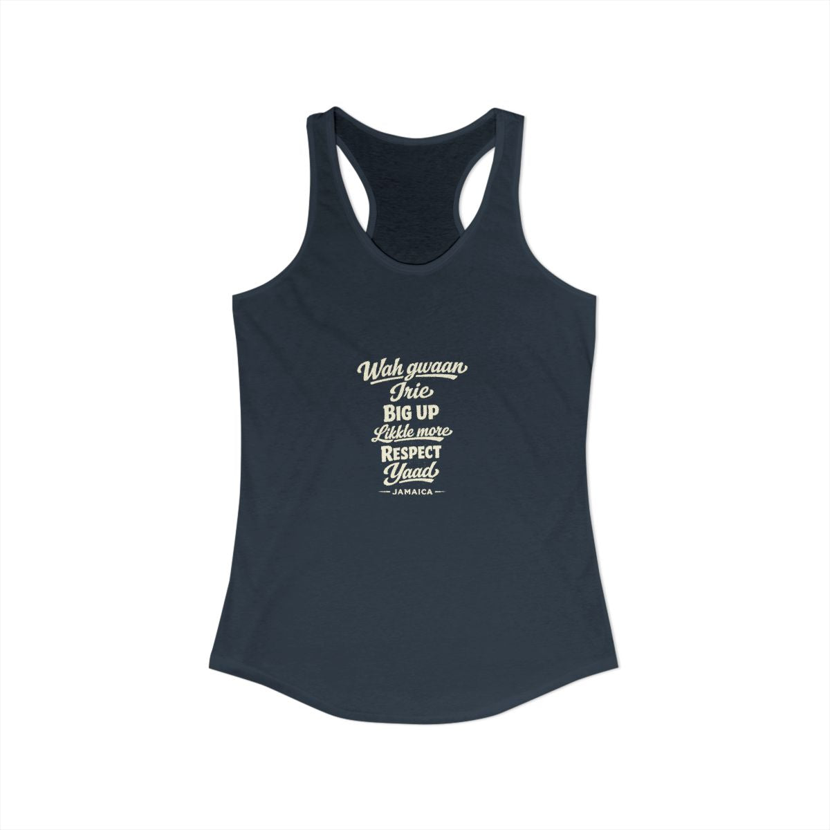 Jamaica local slang women's tank top — typographic sayings design | Nameshi Destinations (view 5)