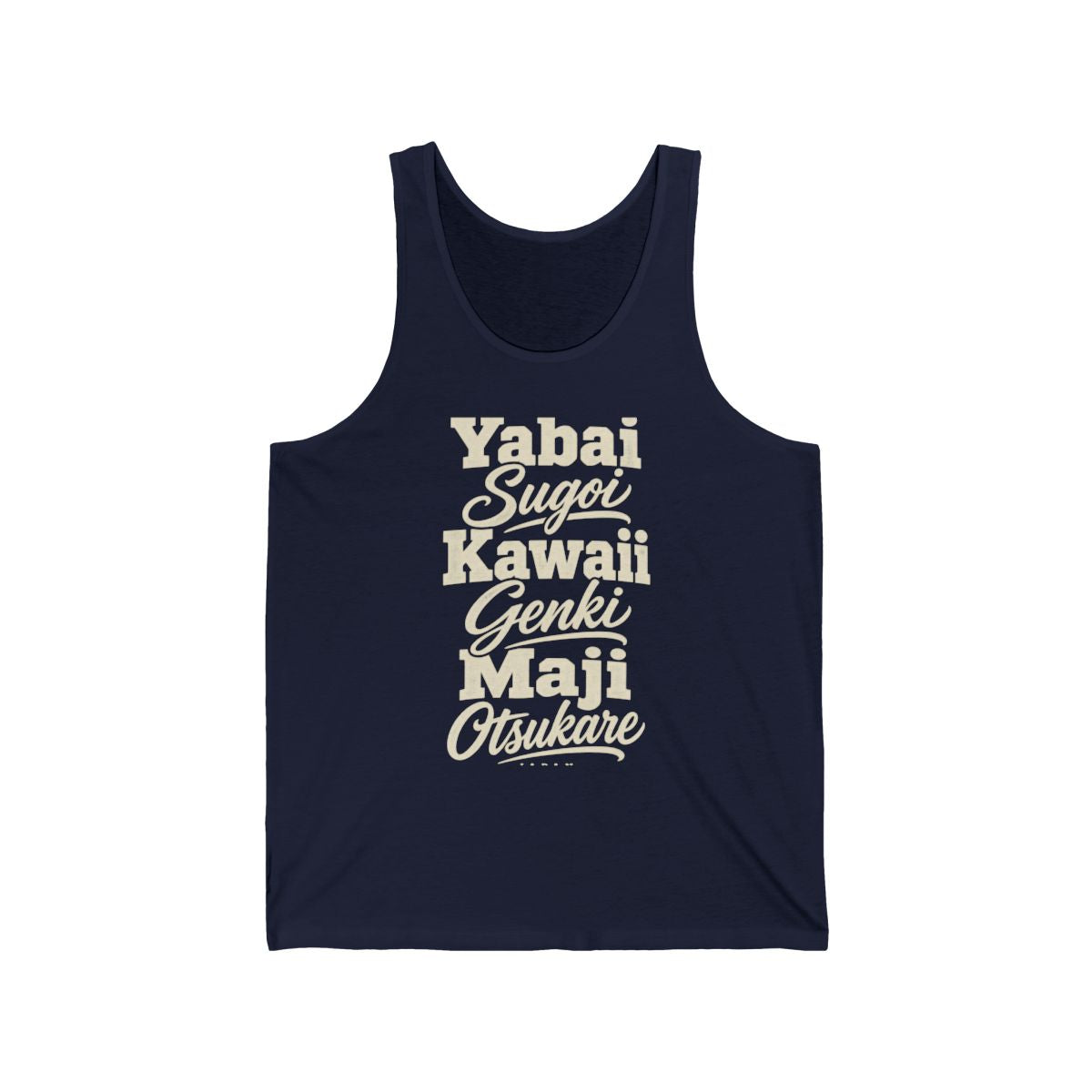 Japan local slang men's tank top — typographic sayings design | Nameshi Destinations (view 15)
