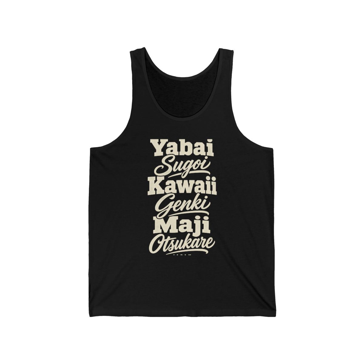 Japan local slang men's tank top — typographic sayings design | Nameshi Destinations (view 3)