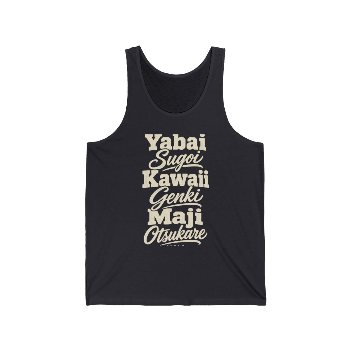 Japan local slang men's tank top — typographic sayings design | Nameshi Destinations (view 5)