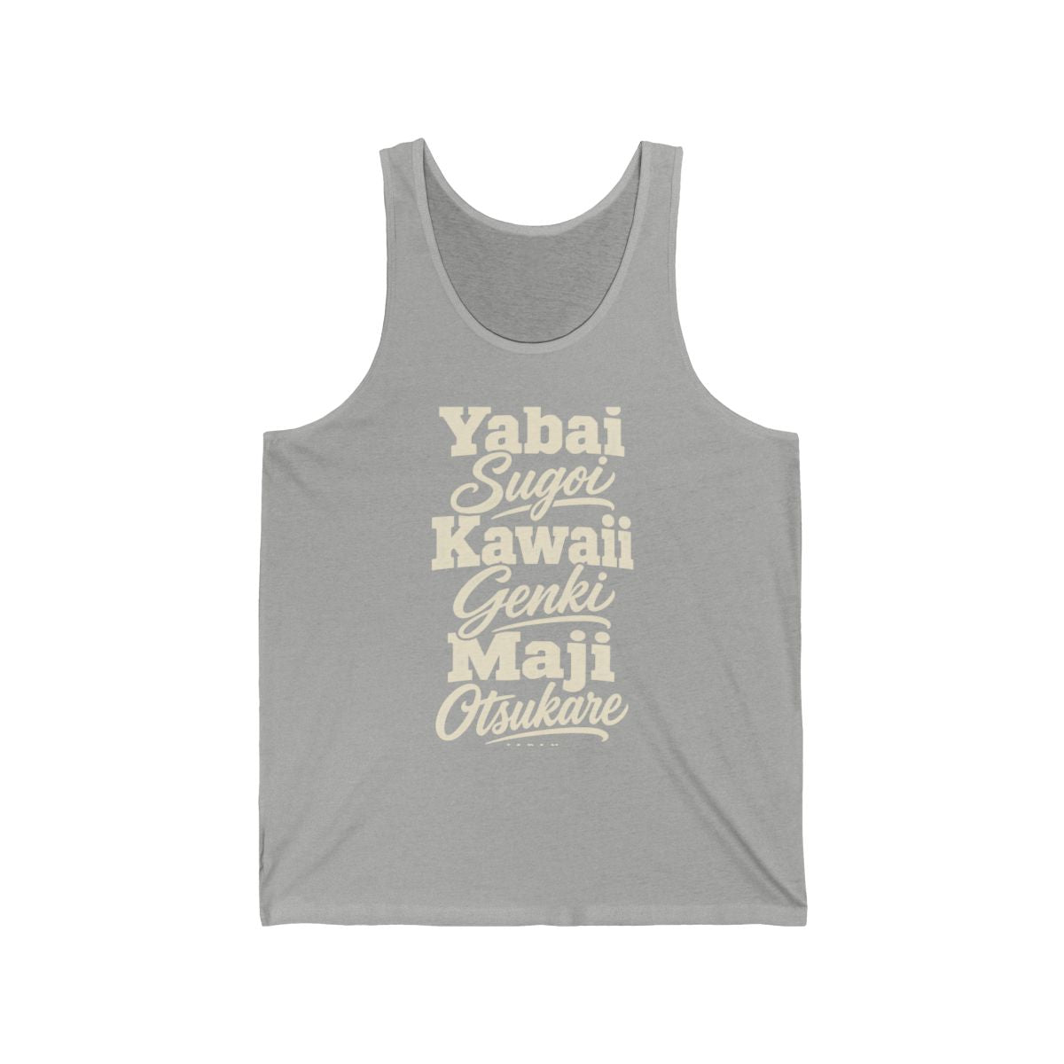 Japan local slang men's tank top — typographic sayings design | Nameshi Destinations (view 1)