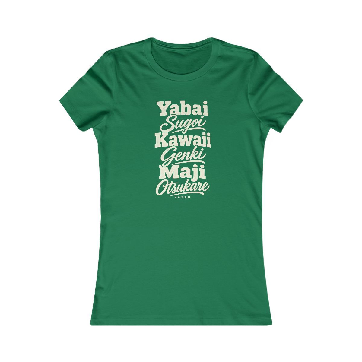 Japan local slang women's tee — typographic sayings design | Nameshi Destinations (view 2)